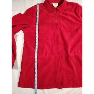 Talbot Dark Red Crimson Suede Texture Stretch Button Up Long Sleeve Shirt Size L